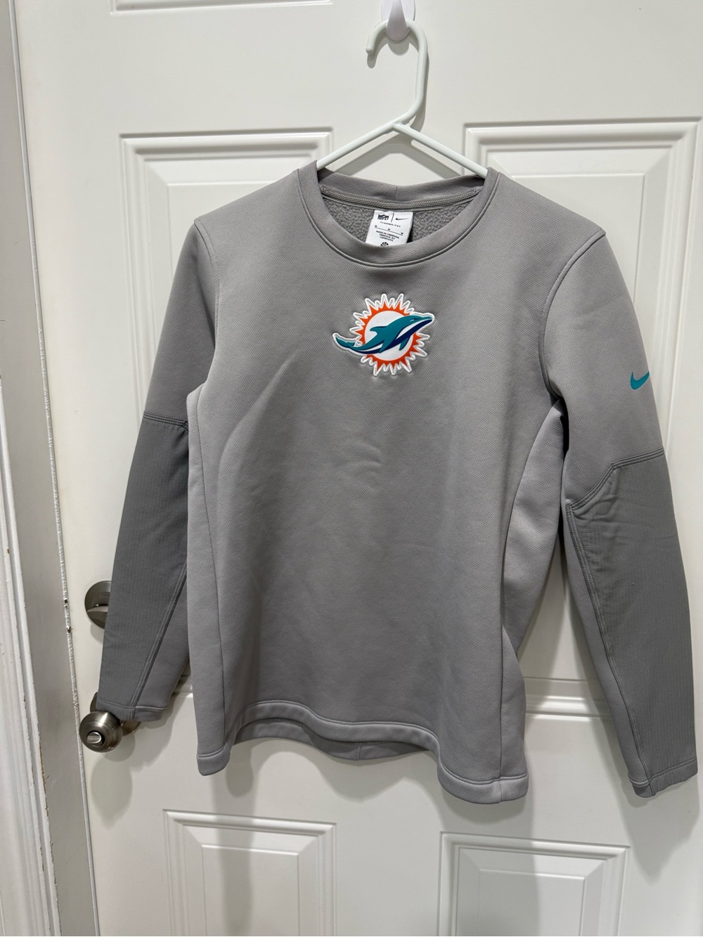 Men’s NFL Nike Gray Crewneck Sweatshirt with Miami Dolphins Logo